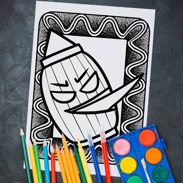 Funny Halloween Japanese Lamp Colouring Page Poster (Creator Uploaded)