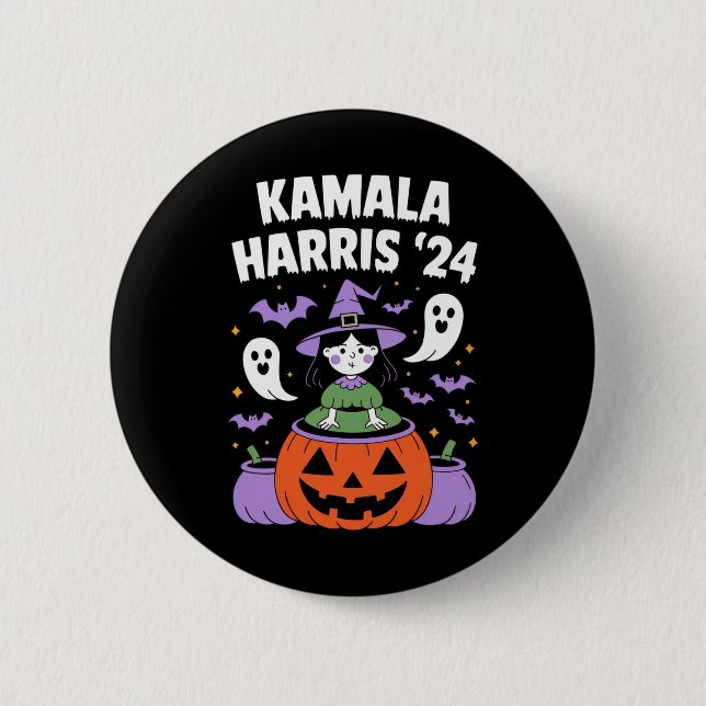 Funny Halloween Kamala Harris Pumpkin 2024  2 Inch Round Button (Front)