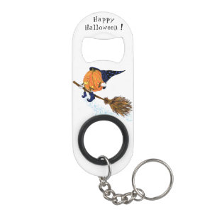 Funny Halloween Keychain Witch Pumpkin Flying Bottle Opener