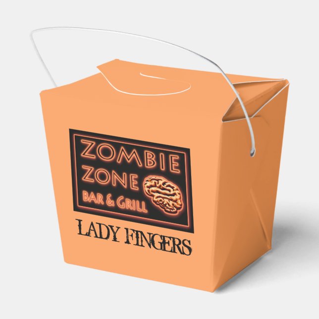Funny Halloween Lady Fingers Zombie Food Takeout Favor Box (Back Side)