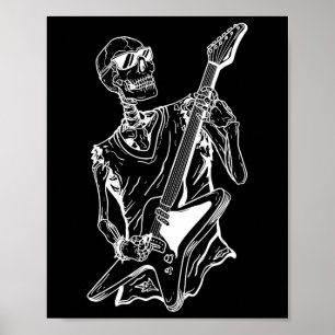Funny Halloween Lazy Costume Skeleton Guitar Music Poster