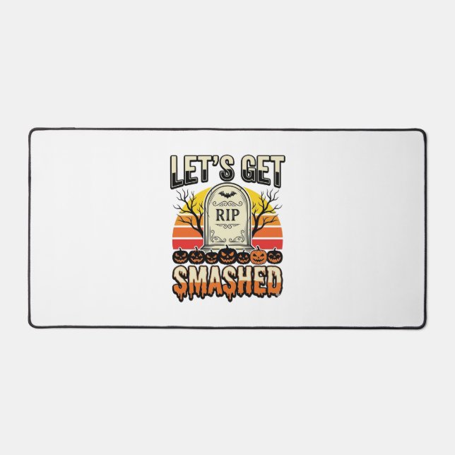 Funny Halloween Let’s Get Smashed Graveyard Design Desk Mat (Front)