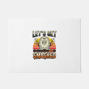 Funny Halloween Let’s Get Smashed Graveyard Design Doormat