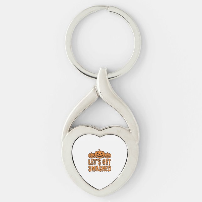 Funny Halloween Let’s Get Smashed Pumpkin Keychain (Front)