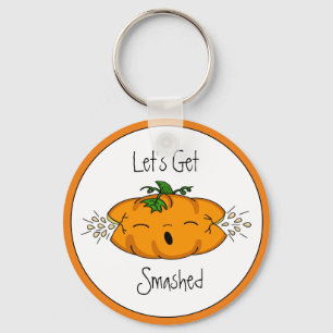 Funny Halloween Let's Get Smashed Pumpkin Keychain