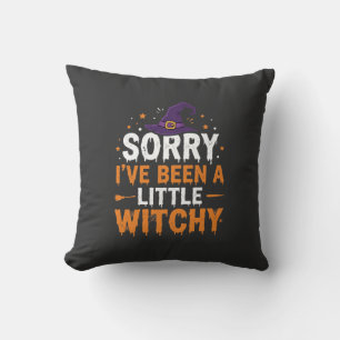 Funny Halloween Little Witchy Quote Design Throw Pillow