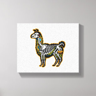 Funny Halloween Llama Skeleton Graphic - Canvas Print