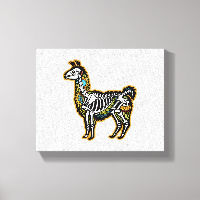 Funny Halloween Llama Skeleton Graphic - Canvas Print (Front)