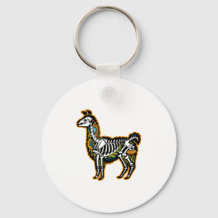 Funny Halloween Llama Skeleton Graphic - Keychain