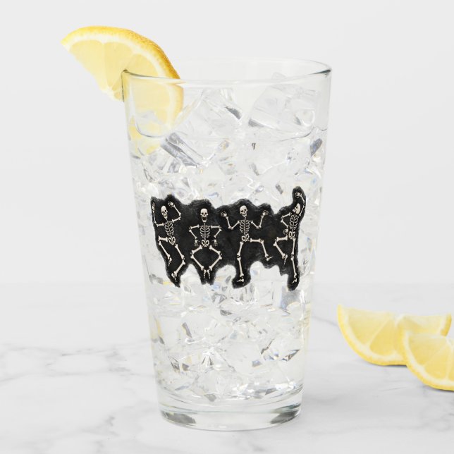 Funny Halloween Lover Dance with the Skeleton Glass (Front Ice)
