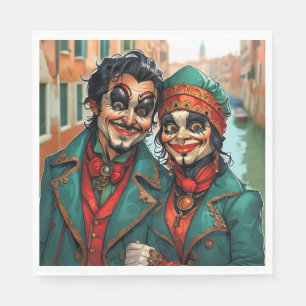 Funny Halloween make-up Face caricature couple Napkin