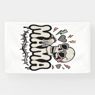 Funny Halloween Mama Cool Skull Banner