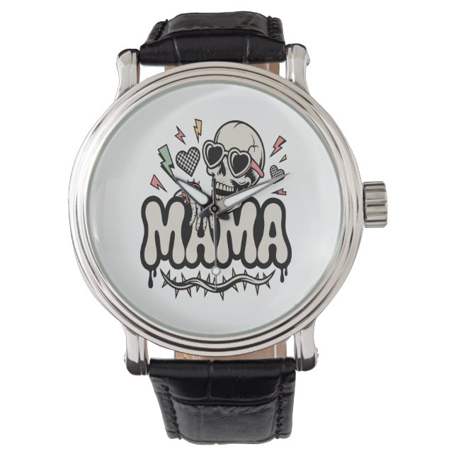 Funny Halloween Mama Cool Skull Watch (Front)