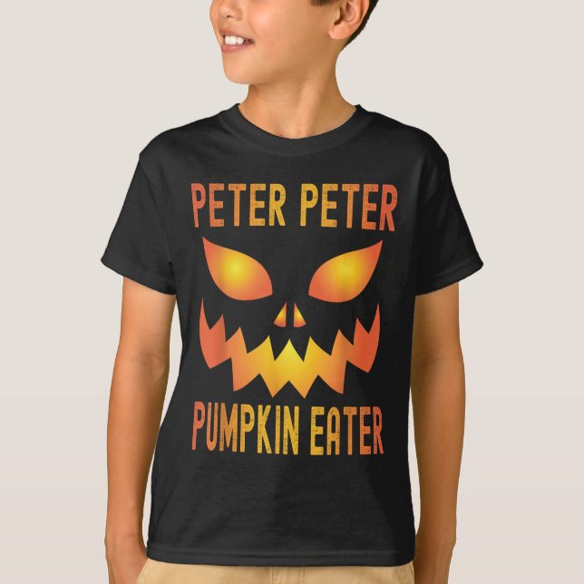 Funny Halloween Matching Costume Peter Pumpkin Eat T-Shirt (Front)