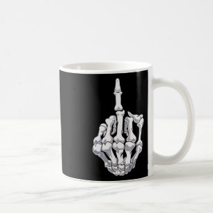Funny Halloween Middle Finger Skeleton Hand Skull  Coffee Mug