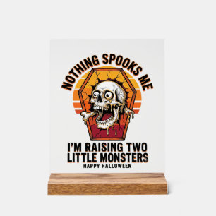 Funny Halloween Mom Shirt for Parents of Two Wild Acrylic Sign