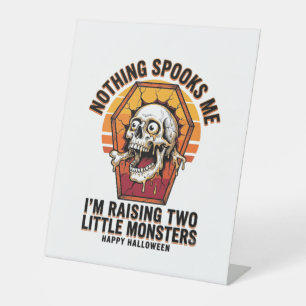 Funny Halloween Mom Shirt for Parents of Two Wild Pedestal Sign