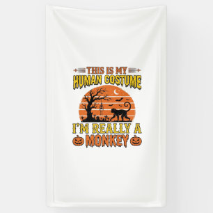 Funny Halloween Monkey Human Costume Shirt Design_ Banner
