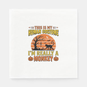 Funny Halloween Monkey Human Costume Shirt Design_ Napkin