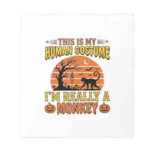 Funny Halloween Monkey Human Costume Shirt Design_ Notepad