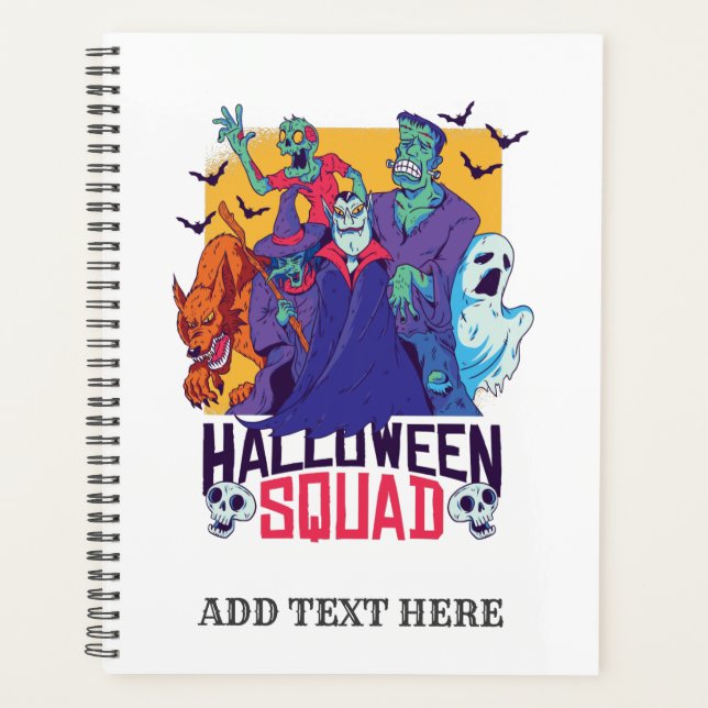 Funny Halloween Monsters Squad Dracula Zombie Planner (Front)