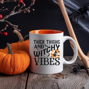 Funny Halloween Mug With Black Witch & Full Moon