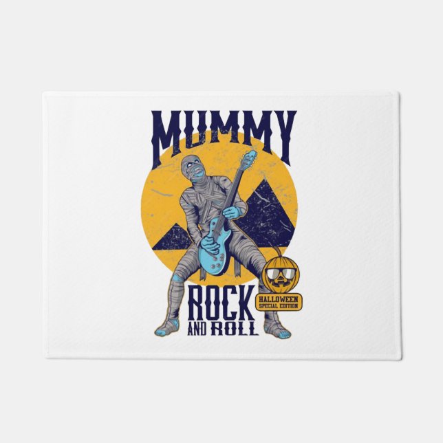 Funny Halloween Mummy Rock And Roll Monster Music Doormat (Front)