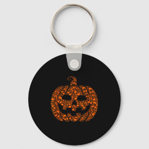 Funny Halloween Music Note Musician Jack O Lantern Keychain