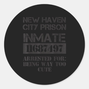 Funny Halloween New Haven City Prisoner Costume Classic Round Sticker