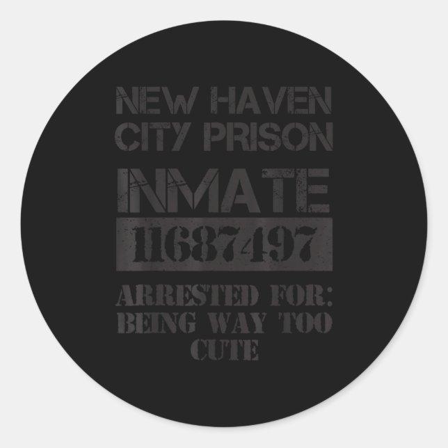 Funny Halloween New Haven City Prisoner Costume  Classic Round Sticker (Front)