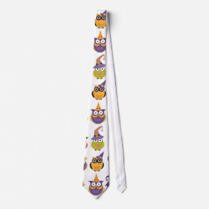 Funny Halloween Owls Tie