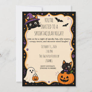 Funny Halloween Party Invitation   For Cat Lovers