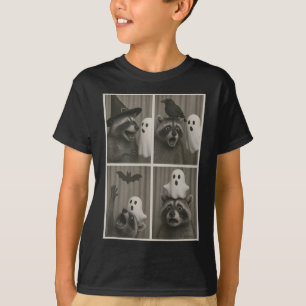Funny Halloween Party Raccoon Photo Cabin Design T-Shirt