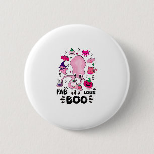 Funny Halloween Pink Cat Ghost Juggling Octopus Fa 2 Inch Round Button