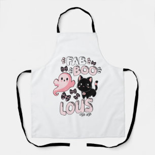 Funny Halloween Pink Ghost Spooktacular Cat Fab BO Apron
