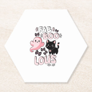 Funny Halloween Pink Ghost Spooktacular Cat Fab BO Paper Coaster