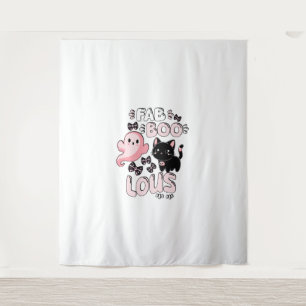 Funny Halloween Pink Ghost Spooktacular Cat Fab BO Tapestry