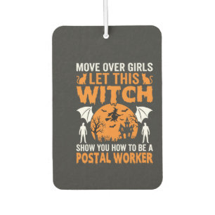 Funny Halloween Postal Worker Witch Cat Graphic Air Freshener