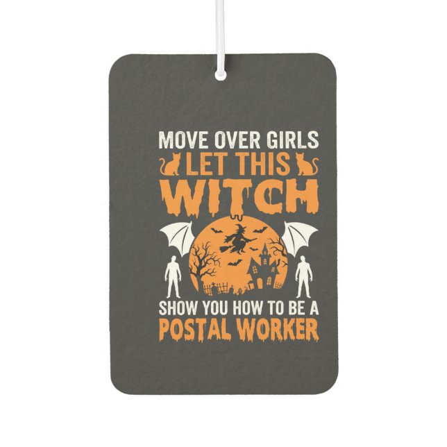 Funny Halloween Postal Worker Witch Cat Graphic Air Freshener (Front)