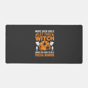 Funny Halloween Postal Worker Witch Cat Graphic Desk Mat