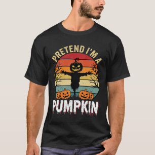 Funny Halloween Pretend Im a Pumpkin Retro Design T-Shirt