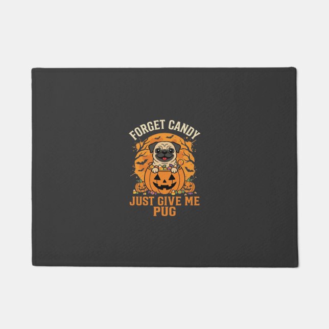 Funny Halloween Pug Candy Design_1 Doormat (Front)