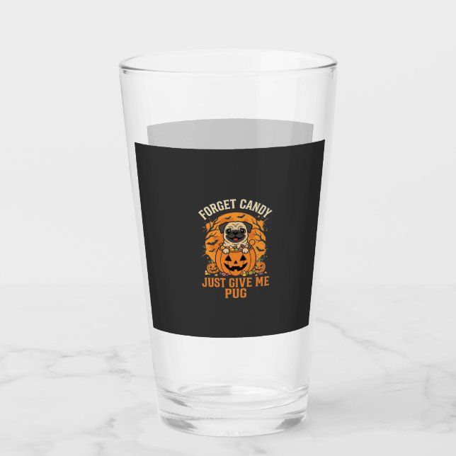 Funny Halloween Pug Candy Design_1 Glass (Front)