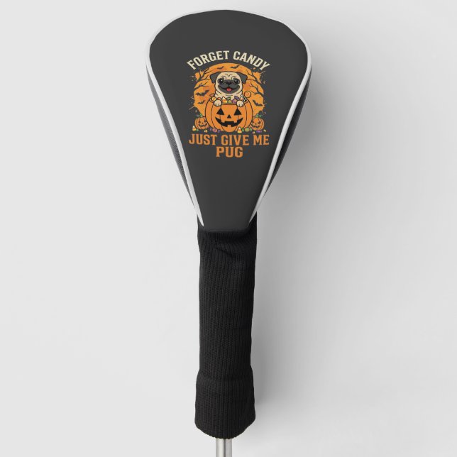 Funny Halloween Pug Candy Design_1 Golf Head Cover (Front)