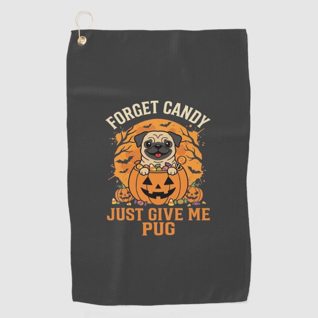 Funny Halloween Pug Candy Design_1 Golf Towel (Front)