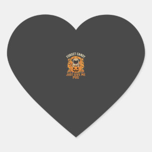 Funny Halloween Pug Candy Design_1 Heart Sticker
