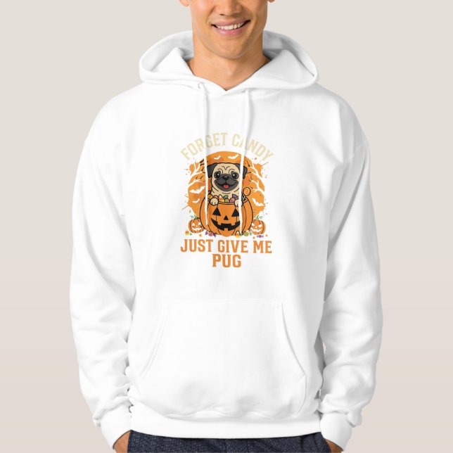 Funny Halloween Pug Candy Design_1 Hoodie (Front)