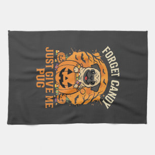 Funny Halloween Pug Candy Design_1 Kitchen Towel
