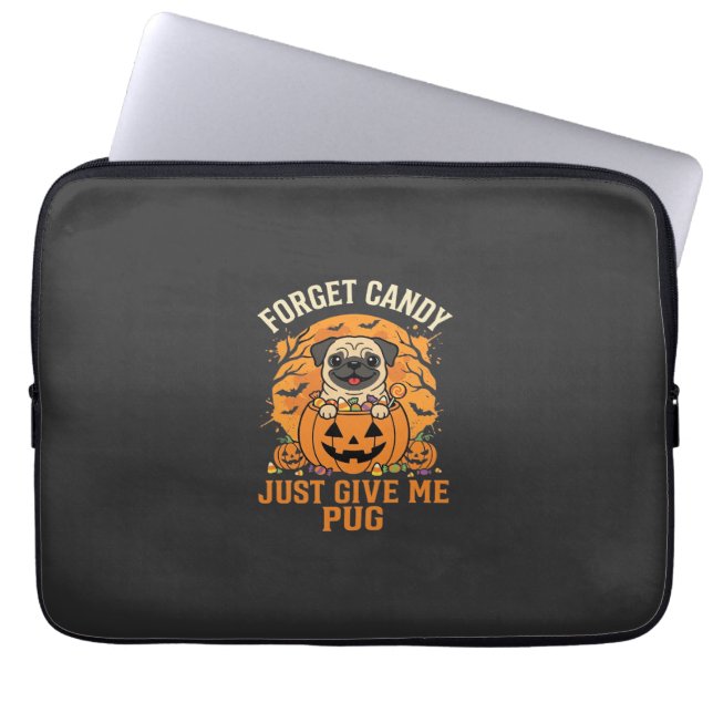 Funny Halloween Pug Candy Design_1 Laptop Sleeve (Front)
