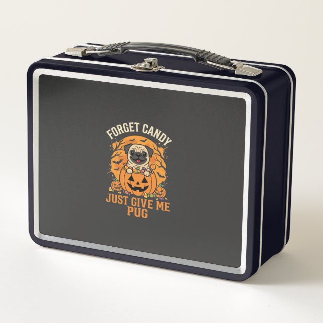 Funny Halloween Pug Candy Design_1 Metal Lunch Box (Front)